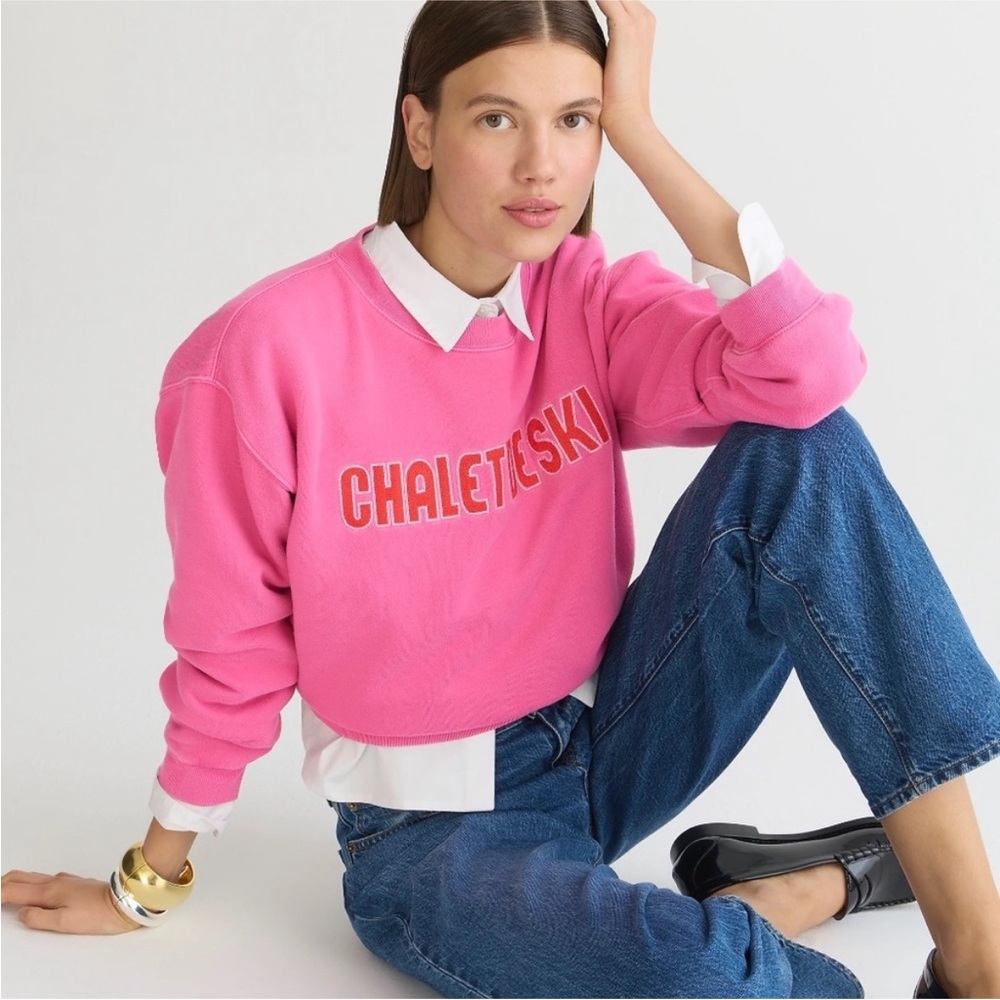 J. Crew Heritage Fleece Chalet De Ski Graphic Sweatshirt Small
